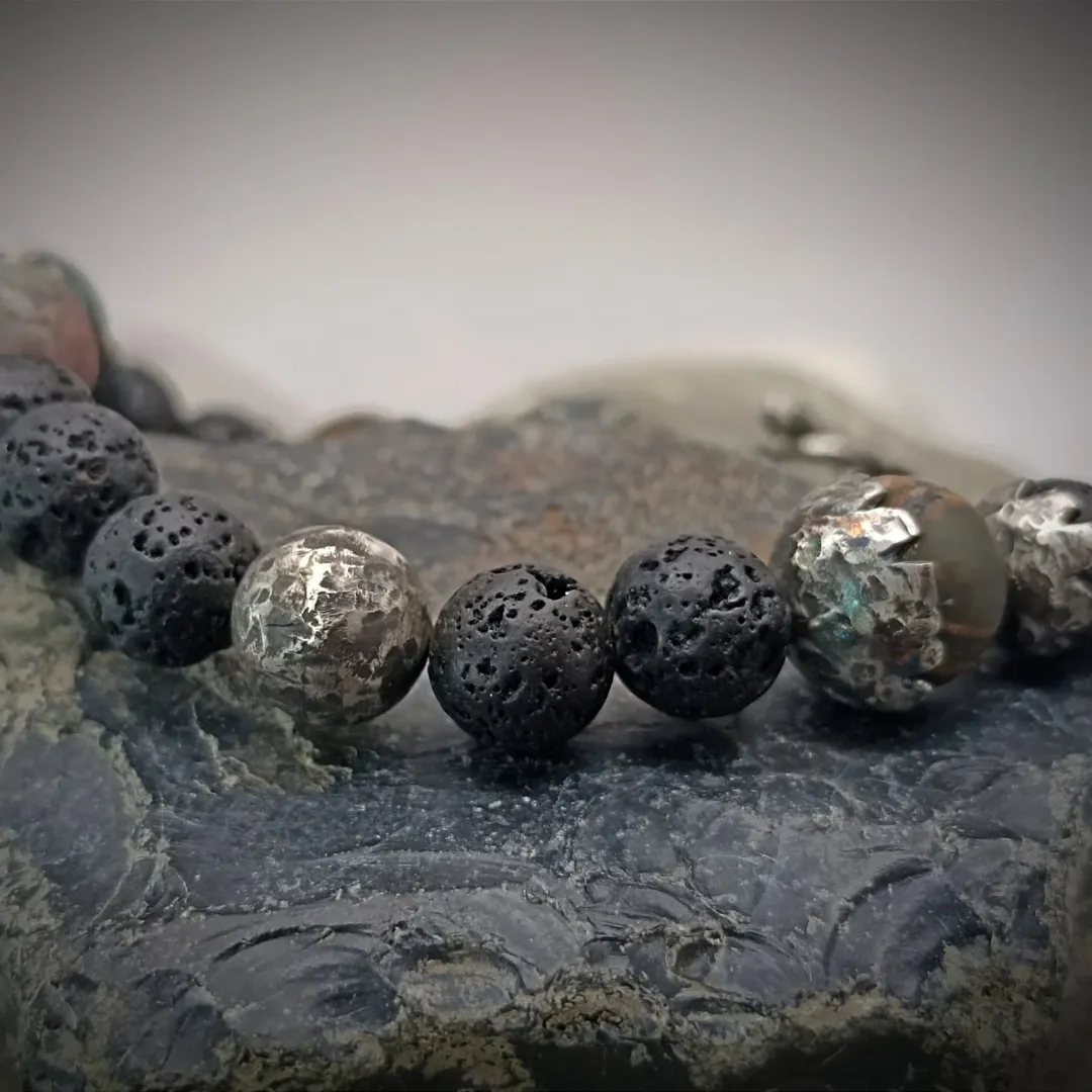 Author's bracelet made of natural stones and silver