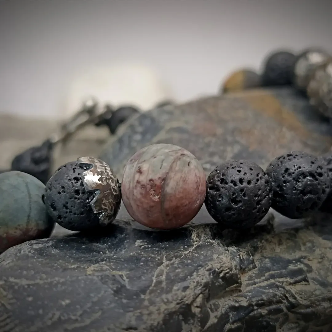 Author's bracelet made of natural stones and silver