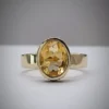 Ring with natural citrine and black diamonds