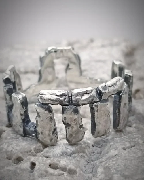 White gold ring with sapphire