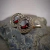 Gold earrings with garnets