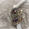 Gold earrings with garnets