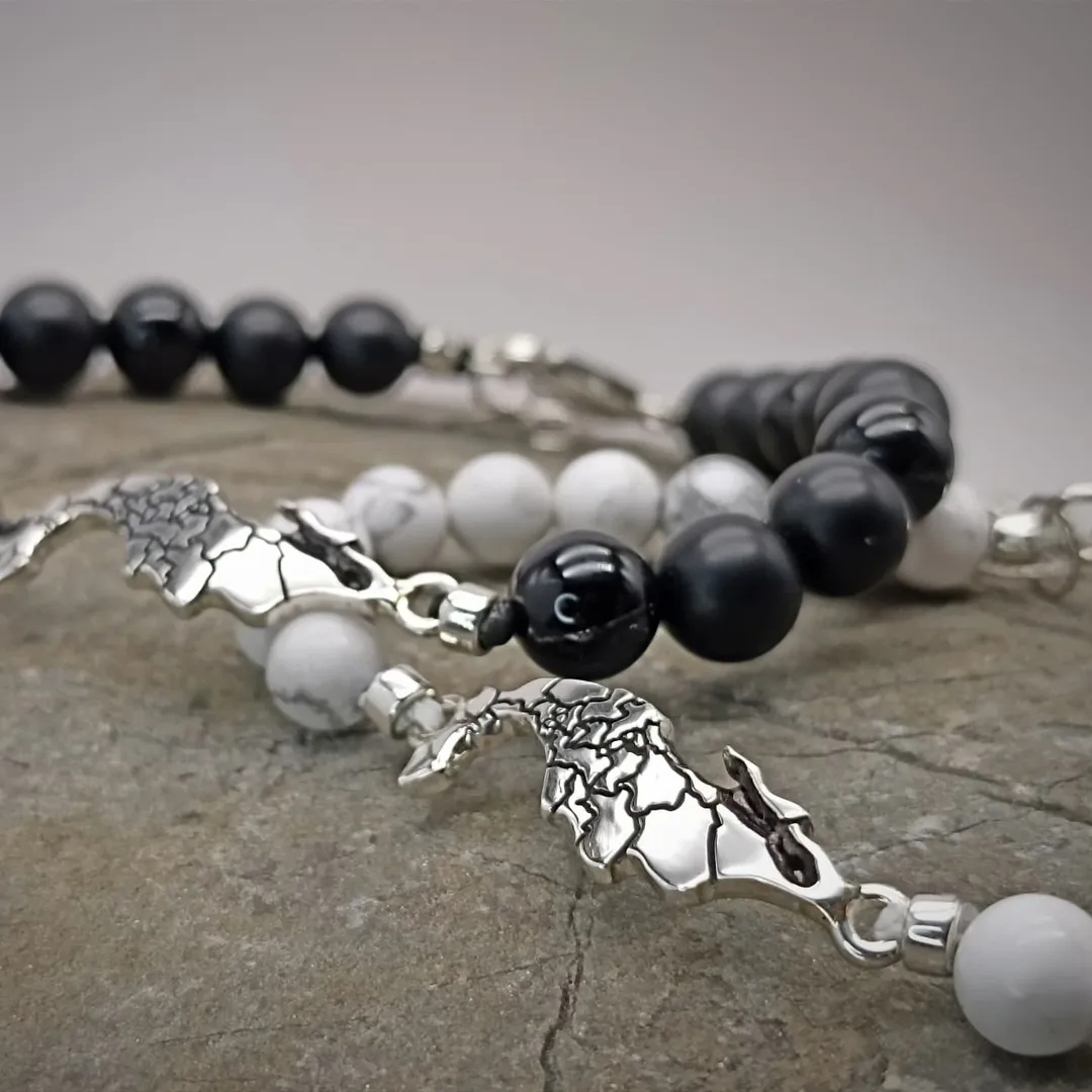 Bracelets with natural stones and a map of Mexico