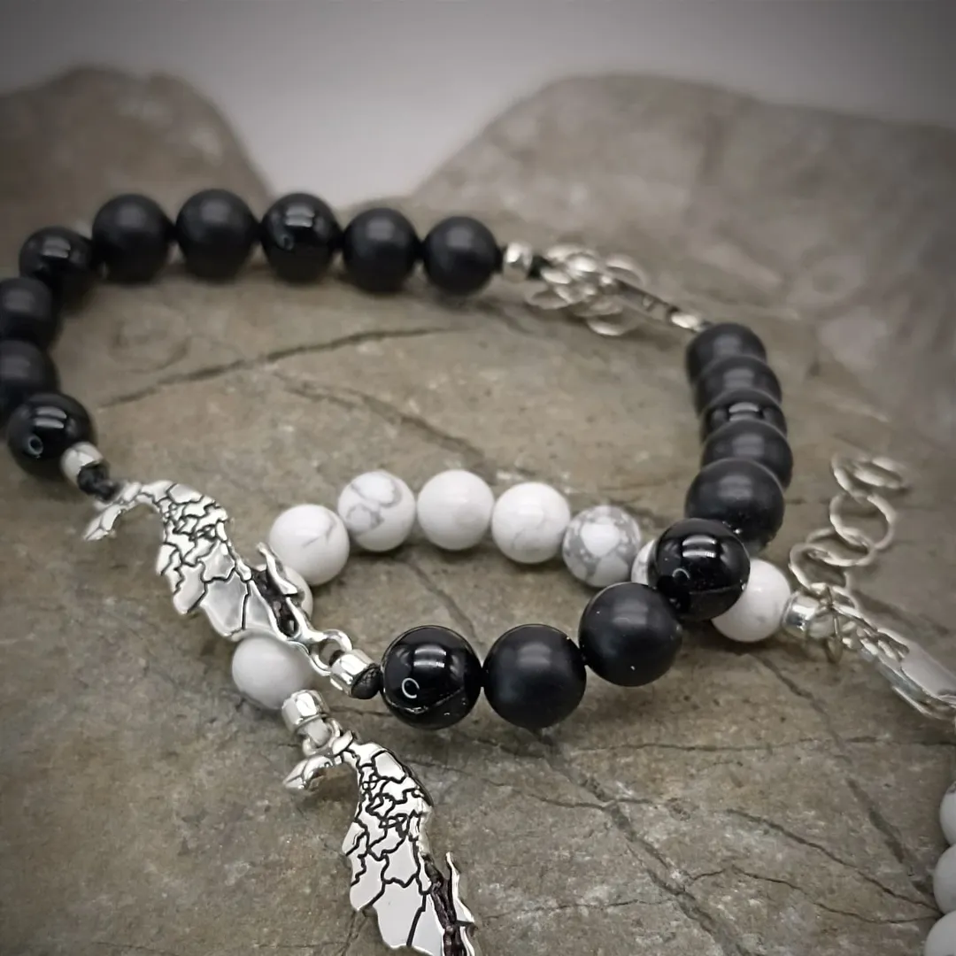 Bracelets with natural stones and a map of Mexico