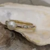 Pearl and diamond ring