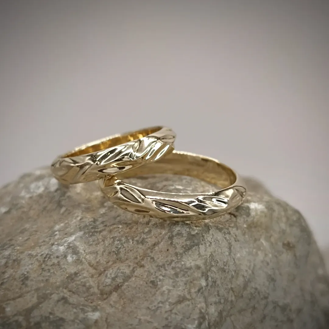Waves wedding rings