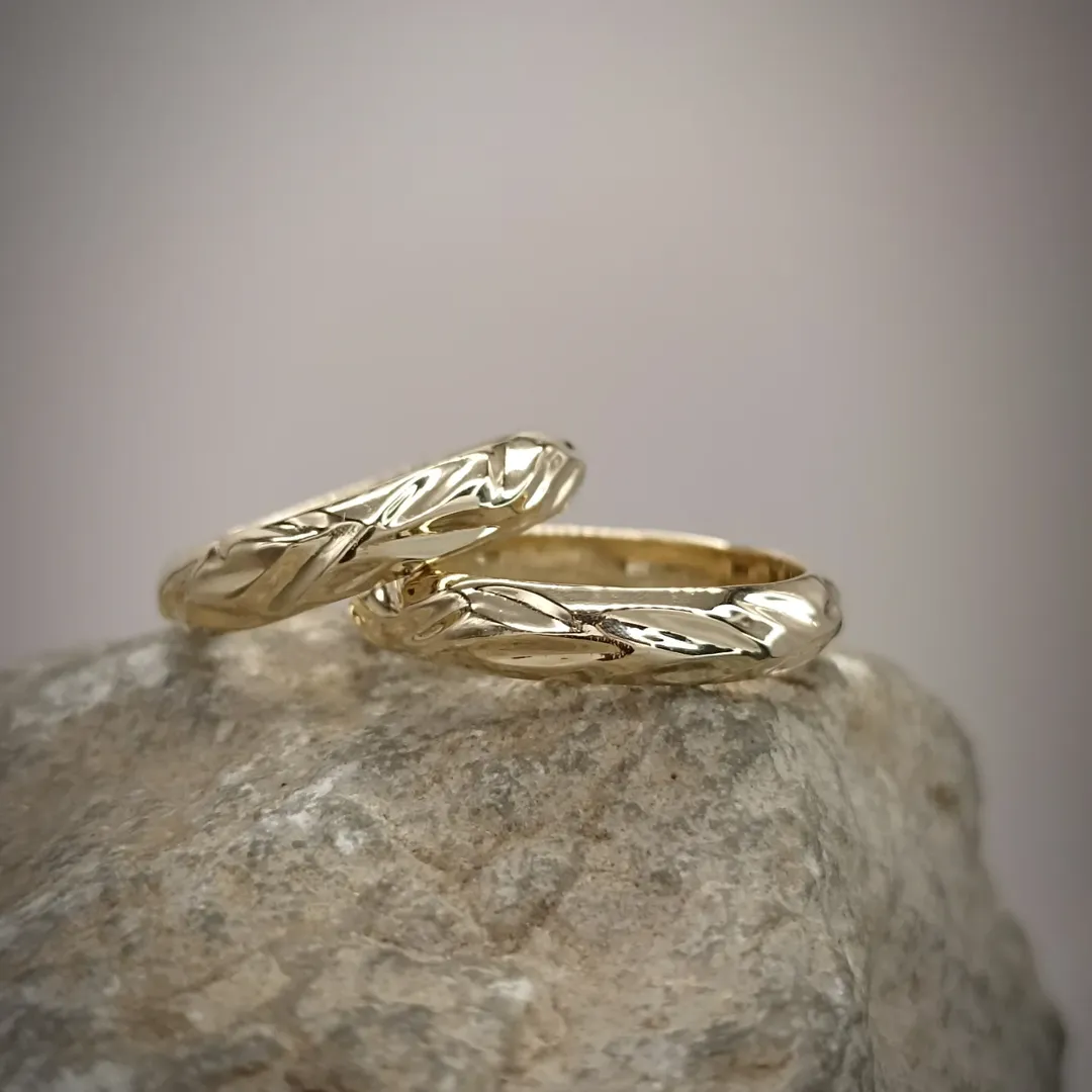Waves wedding rings