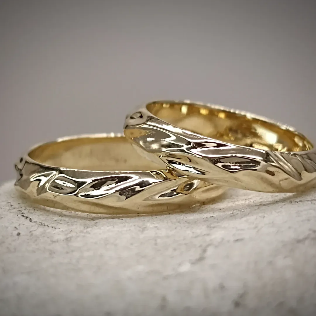 Waves wedding rings